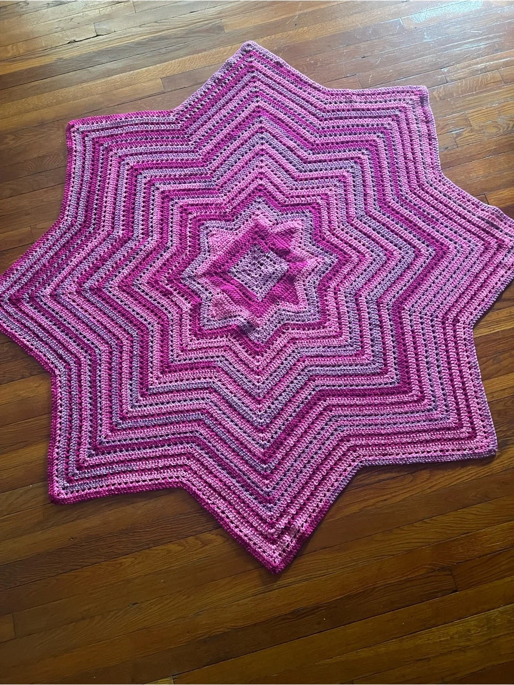 Star-Shaped Crochet Afghan 8 point, retro, 64”